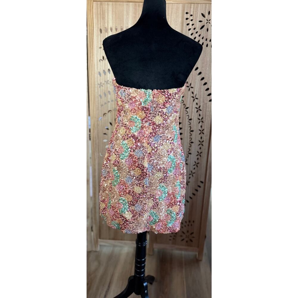 NWT 12th Tribe Rainbow Sequin Strapless Mini Dress Size L - Picture 4 of 9